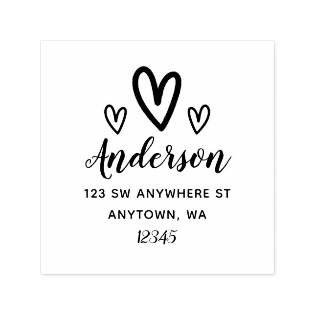 Doodle Hearts Return Address Personalised Self-inking Stamp (Design)