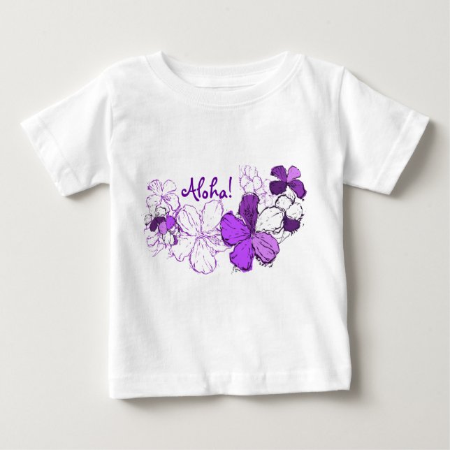 Doodle Hibiscus Hawaiian Aloha Baby T-Shirt (Front)
