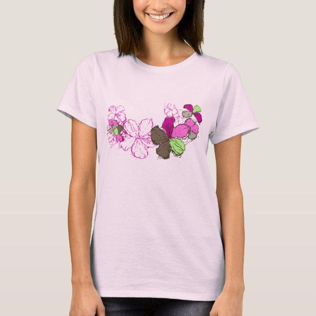 Doodle Hibiscus Ladies Tee (Front)