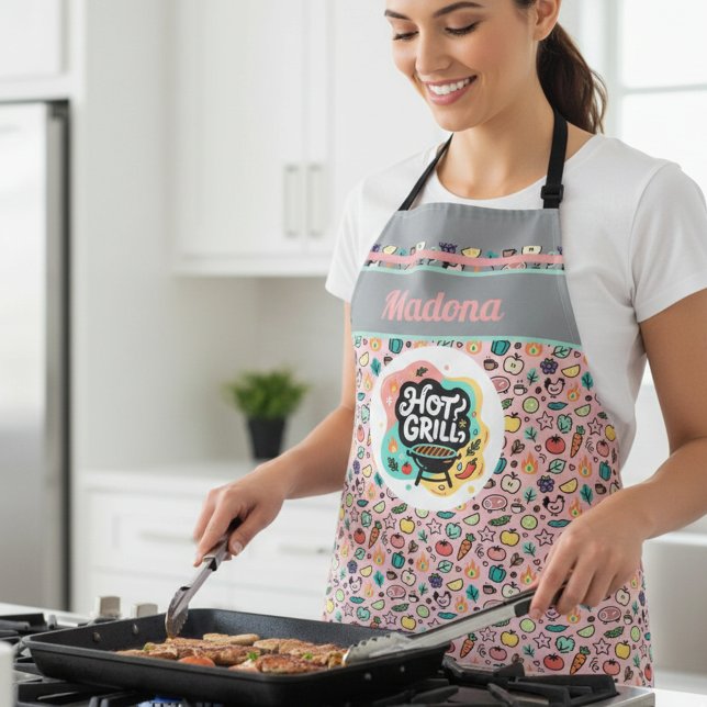 Doodle Hot Grill BBQ Summer Kitchen Apron (Creator Uploaded)