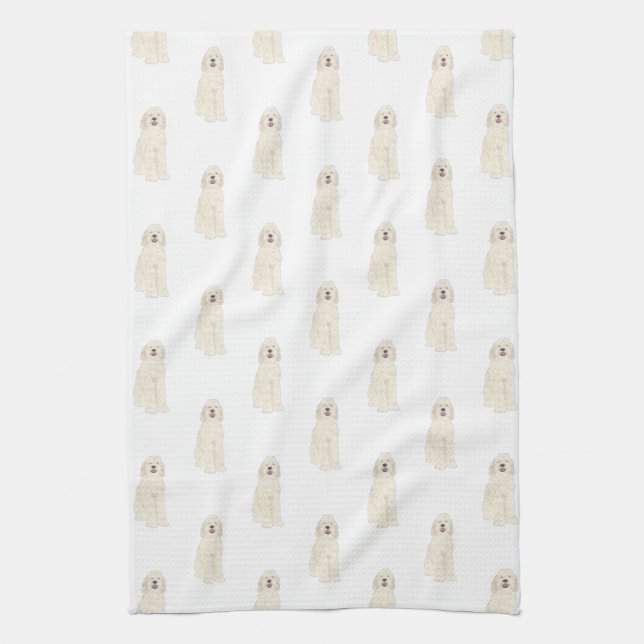 Doodle III (Cream White) Tea Towel (Vertical)