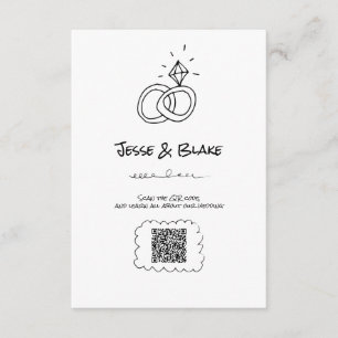 Doodle Illustrations Wedding in Black and White Enclosure Card