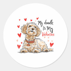 Doodle Is My Valentine Cute Goldendoodle Dog Owner Classic Round Sticker