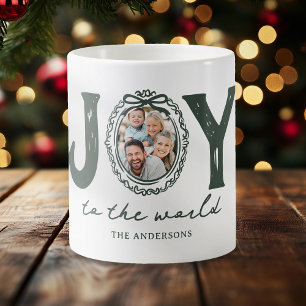 Doodle Joy To The World Photo Christmas Coffee Mug