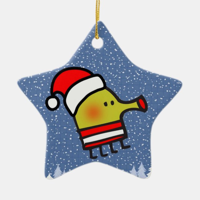 Doodle Jump Christmas Star Ceramic Tree Decoration (Front)