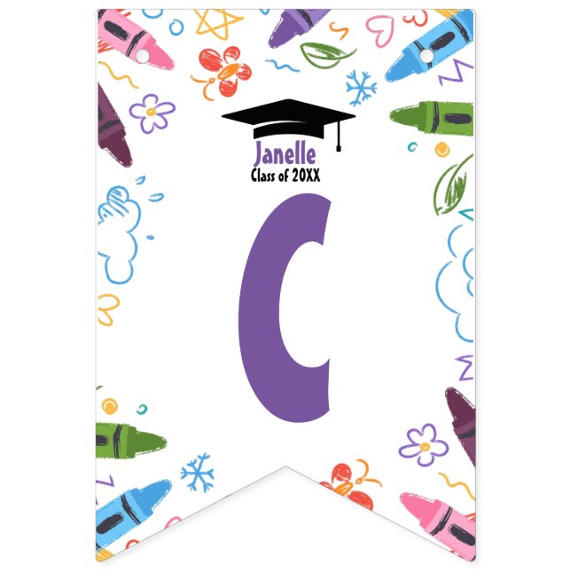 Doodle Kindergarten Graduation Bunting Banner (First Flag)