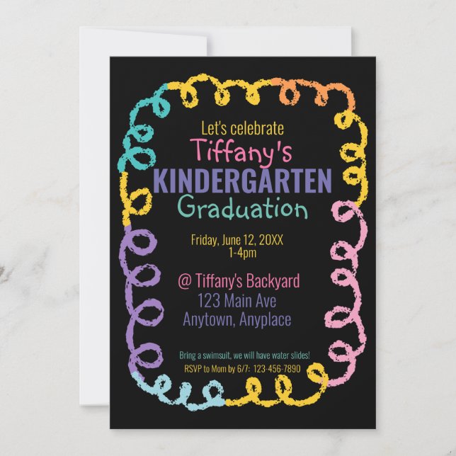 Doodle Kindergarten Graduation Party Invitation (Front)