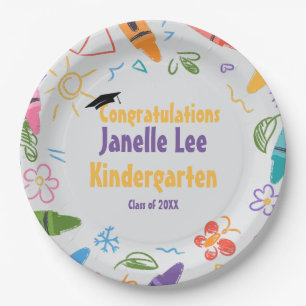 Doodle Kindergarten Graduation Party Paper Plate
