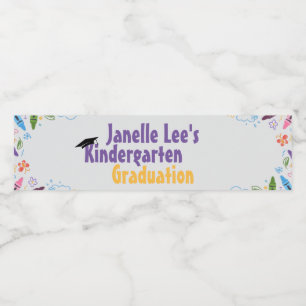 Doodle Kindergarten Graduation Party  Water Bottle Label