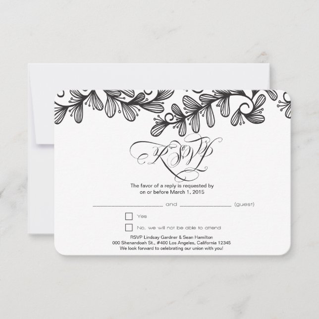Doodle Leaves Invitation (Front)