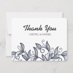 doodle leaves thank you card