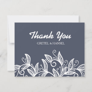 doodle leaves thank you card