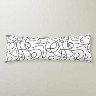 Doodle Line Art Pattern   Graphite on White Body Cushion
