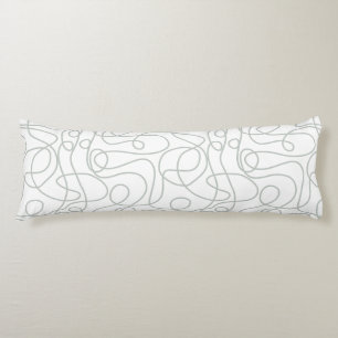 Doodle Line Art Pattern   Light GrayGreen on White Body Cushion
