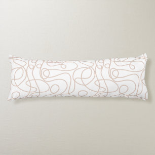 Doodle Line Art Pattern   Soft Terracotta on White Body Cushion