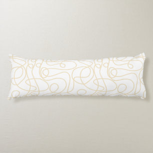 Doodle Line Art Pattern Soft Yellow on White Body Cushion