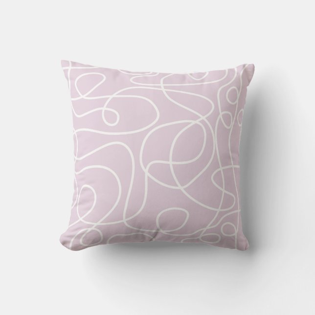 Doodle Line Art Pattern | White on Dusty Pink Cushion (Front)