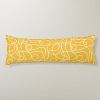 Doodle Line Art Pattern | White on Mustard Yellow