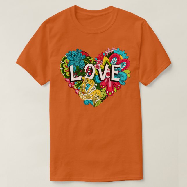 Doodle Love Heart Shape  T-Shirt (Design Front)