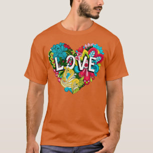 Doodle Love Heart Shape T-Shirt