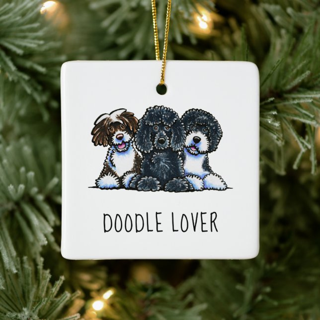 Doodle Lover Personalised Christmas Ceramic Ornament (Tree)
