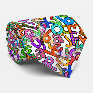 Doodle Lowercase Alphabet Pattern Tie