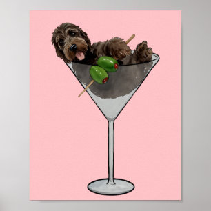 Doodle Martini Dog Mum Watercolor Poster