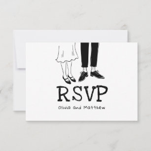 Doodle Modern Wedding Response Fun Bride & Groom