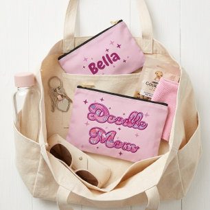 Doodle Mom Pink Hearts Personalized Name Accessory Pouch