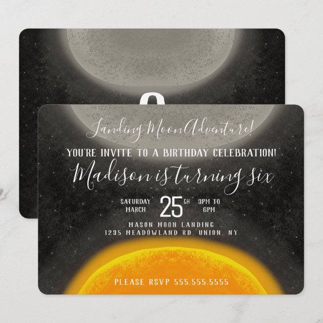 Doodle Moon Art Adventure Birthday Any Age Invitation (Front/Back)