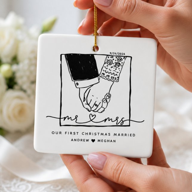 Doodle Mr & Mrs First Christmas Ornament (Creator Uploaded)