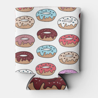 Doodle Multi-Coloured Doughnuts Background. Can Cooler