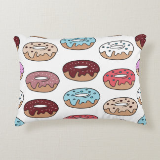 Doodle Multi-Coloured Doughnuts Background. Decorative Cushion