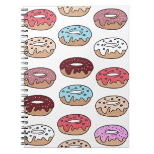 Doodle Multi-Coloured Doughnuts Background. Notebook