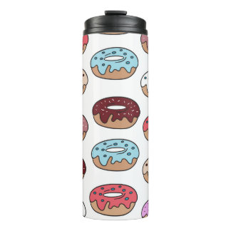 Doodle Multi-Coloured Doughnuts Background. Thermal Tumbler