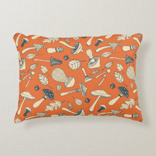 Doodle Mushroom Vintage Seamless Wallpaper Decorative Cushion