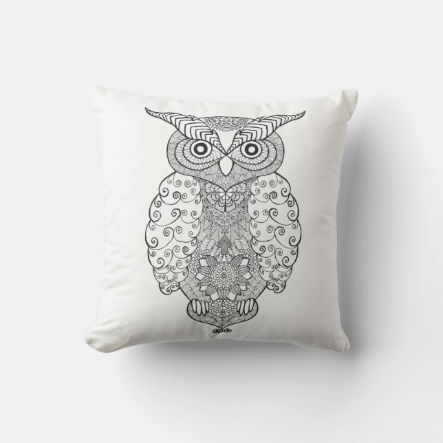 Doodle Owl Cushion (Front)