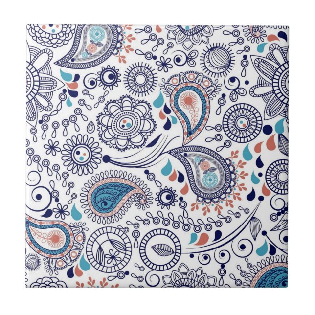 Doodle Paisley Pattern Tile (Front)
