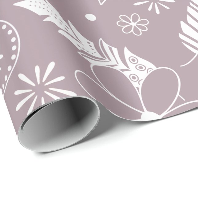 doodle paislies feathers flowers lilac ANY colour Wrapping Paper (Roll Corner)