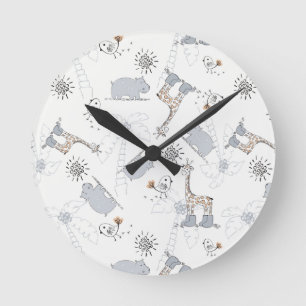 doodle pattern 2 round clock