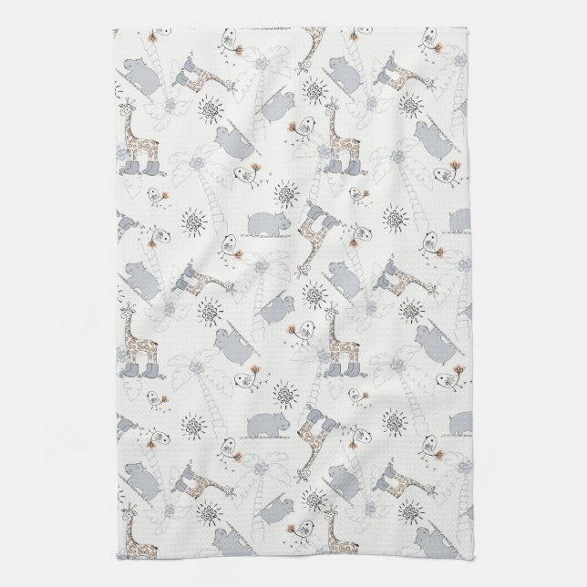 doodle pattern 2 tea towel (Vertical)