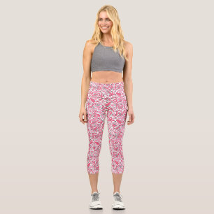 Doodle Pattern in Pink.01.w White BG Capri Leggings