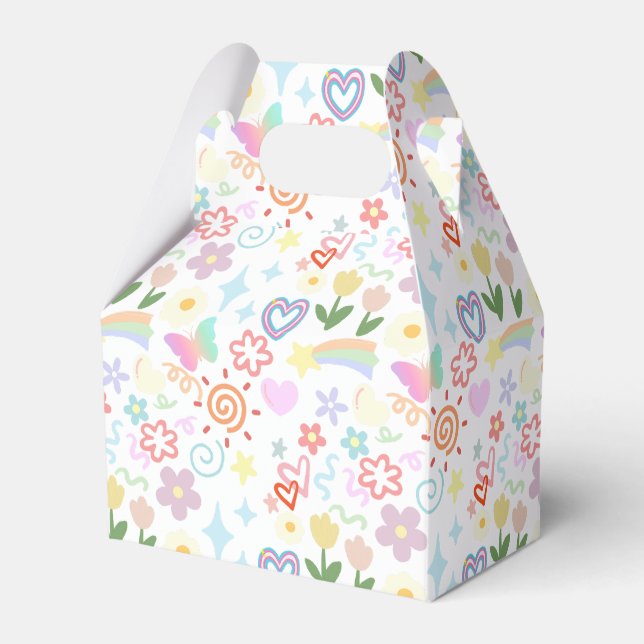 Doodle  pattern pastel shade favour box (Front Side)