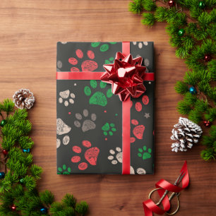 Doodle paw prints Christmas  Wrapping Paper