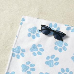Doodle Paws, Dog Paws, Baby Blue Paws Beach Towel