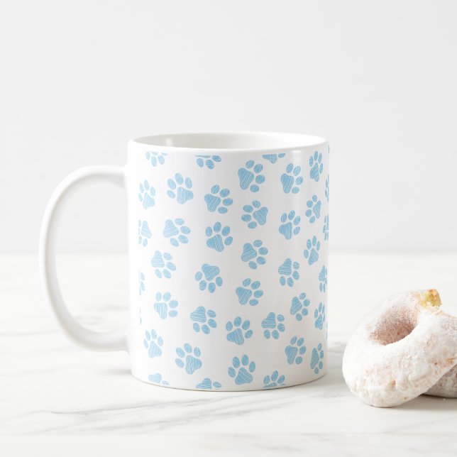 Doodle Paws, Dog Paws, Baby Blue Paws Coffee Mug (With Donut)