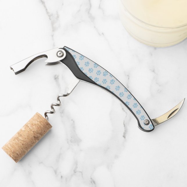 Doodle Paws, Dog Paws, Baby Blue Paws Corkscrew (Front)
