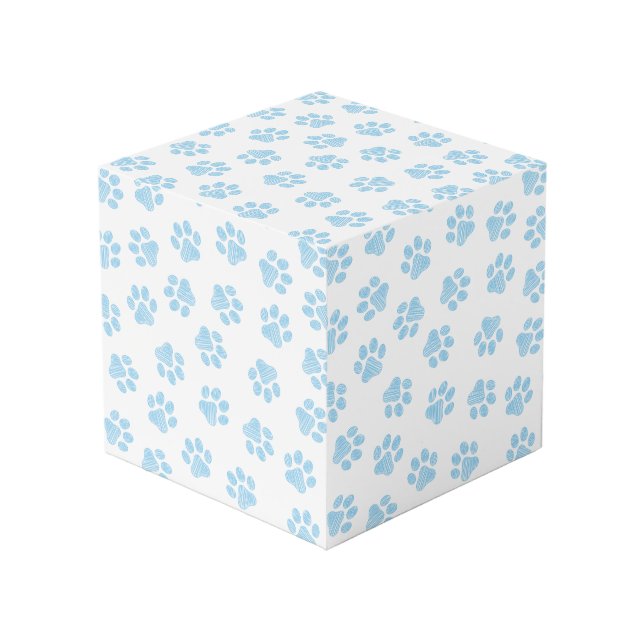 Doodle Paws, Dog Paws, Baby Blue Paws Cube (Front Angled)