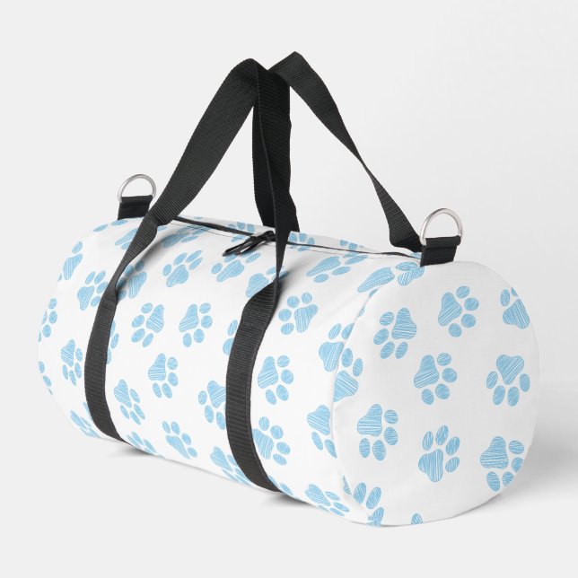 Doodle Paws, Dog Paws, Baby Blue Paws Duffle Bag (Left Corner)