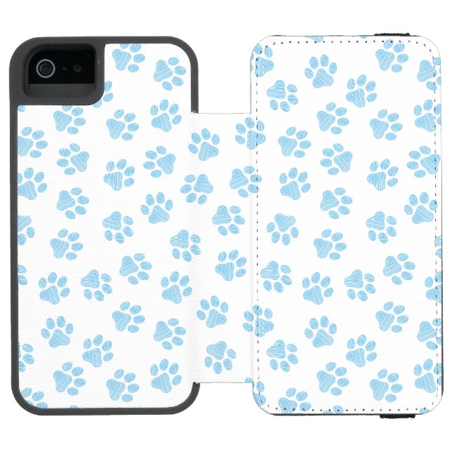 Doodle Paws, Dog Paws, Baby Blue Paws Incipio iPhone Wallet Case (Folio Open)